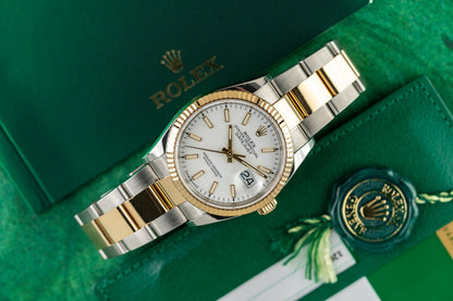 Rolex Datejust 36 126233 White Index Dial Applied Gold Markers - The Watch Business Sydney