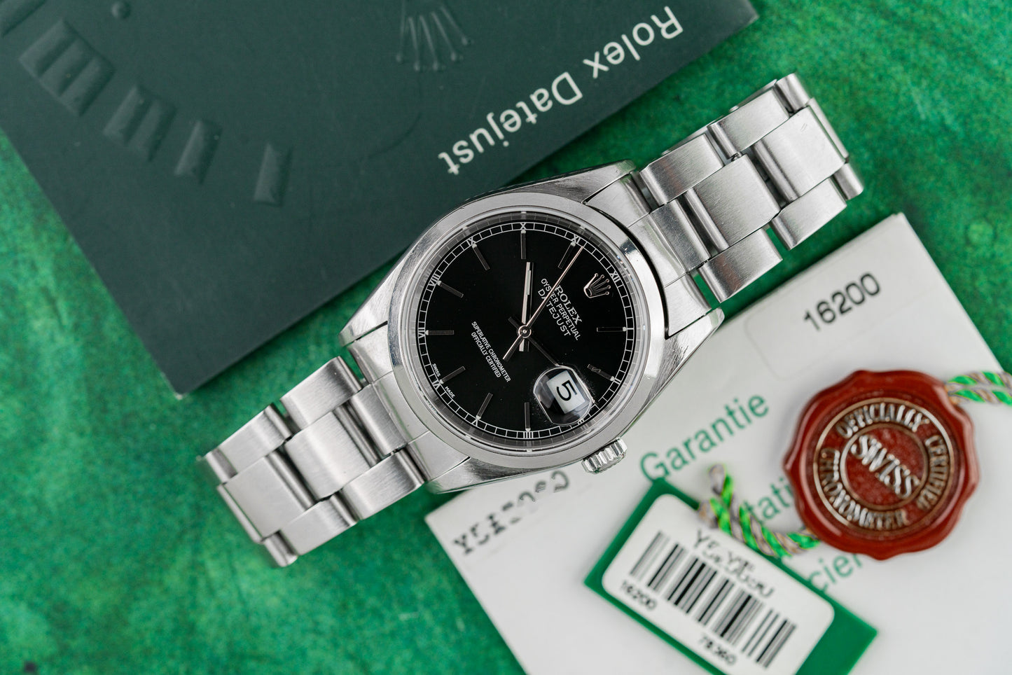 Rolex Datejust 36 16200 Black Dial Applied Index Markers - The Watch Business Sydney
