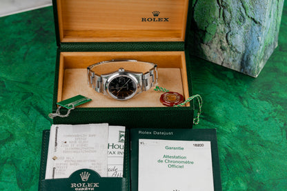 Rolex Datejust 36 16200 Black Dial Oyster Stainless Steel Bracelet - The Watch Business Sydney