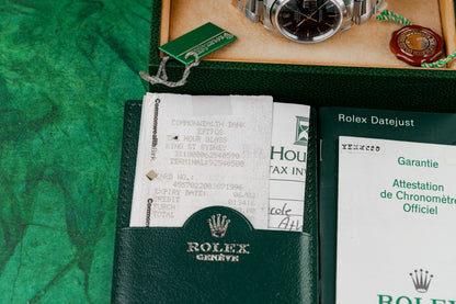 Rolex Datejust 36 16200 Black Dial Box Papers Hang Tags and Hourglass Receipt 2002 - The Watch Business Sydney