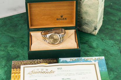 Rolex Datejust 36 16233 Champagne Diamond Dial Two Tone Yellow Gold 1995 - The Watch Business Sydney