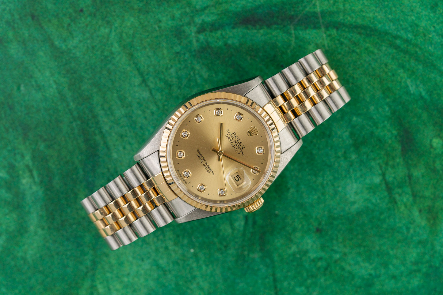 Rolex Datejust 36 16233 Champagne Diamond Dial Large Diamond Hour Markers - The Watch Business Sydney