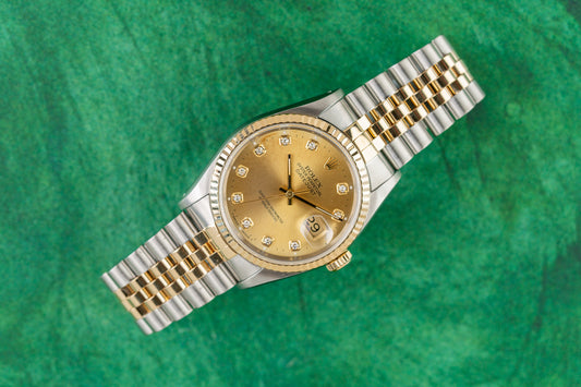 Rolex Datejust 36 16233 Champagne Diamond Dial Two Tone 1991 - The Watch Business Sydney