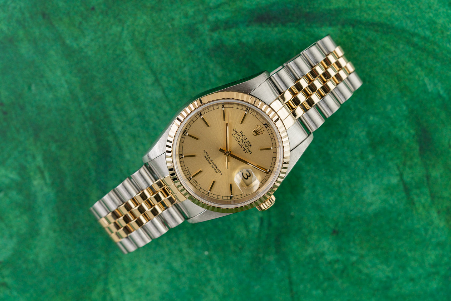 Rolex Datejust 36 16233 Champagne Index Dial Applied Gold Markers - The Watch Business Sydney