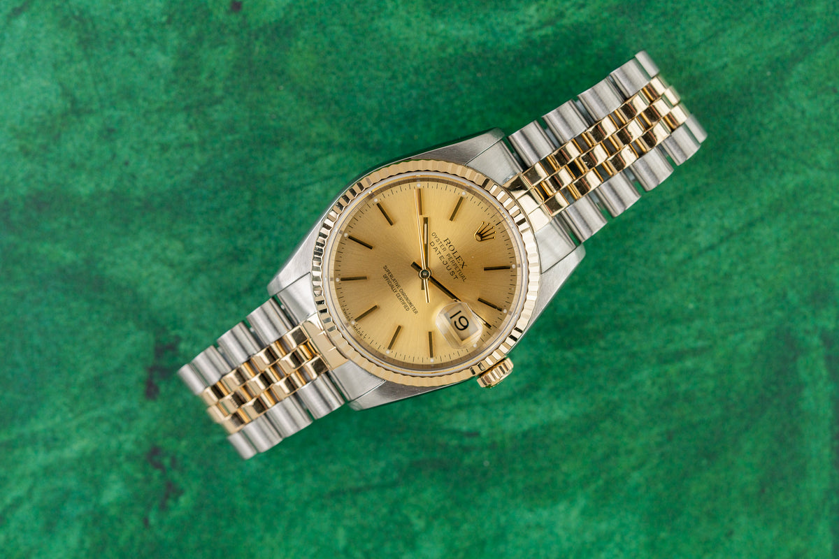 Rolex Datejust 36 16233 Champagne Dial Two Tone Jubilee 1992 - The Watch Business Sydney