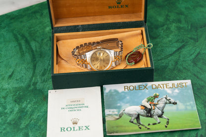 Rolex Datejust 36 16233 Champagne Dial Full Set Box and Papers 1992 - Rolex Sydney