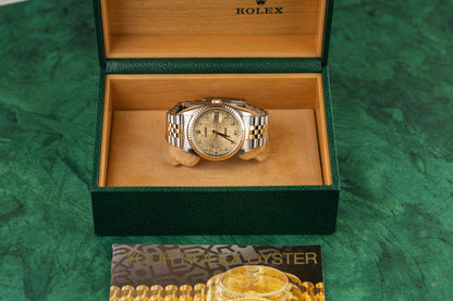 Rolex Datejust 36 16233 Champagne Computer Diamond Dial Two Tone Yellow Gold 2000 - The Watch Business Sydney