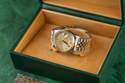 Rolex Datejust 36 16233 Champagne Computer Diamond Dial Diamond Hour Markers - The Watch Business Sydney