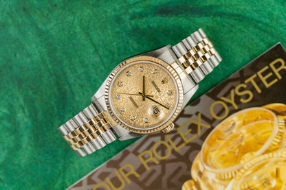 Rolex Datejust 36 16233 Champagne Computer Diamond Dial Jubilee Two Tone Bracelet - The Watch Business Sydney