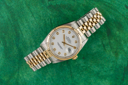 Rolex Datejust 36 16233 White Diamond Dial Two Tone 2000 - The Watch Business Sydney
