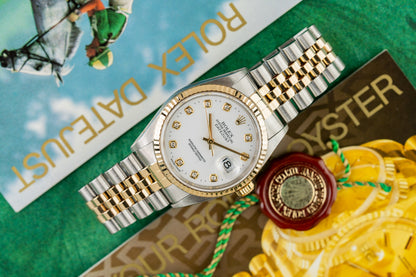 Rolex Datejust 36 16233 White Dial Factory Diamond Markers - The Watch Business Sydney