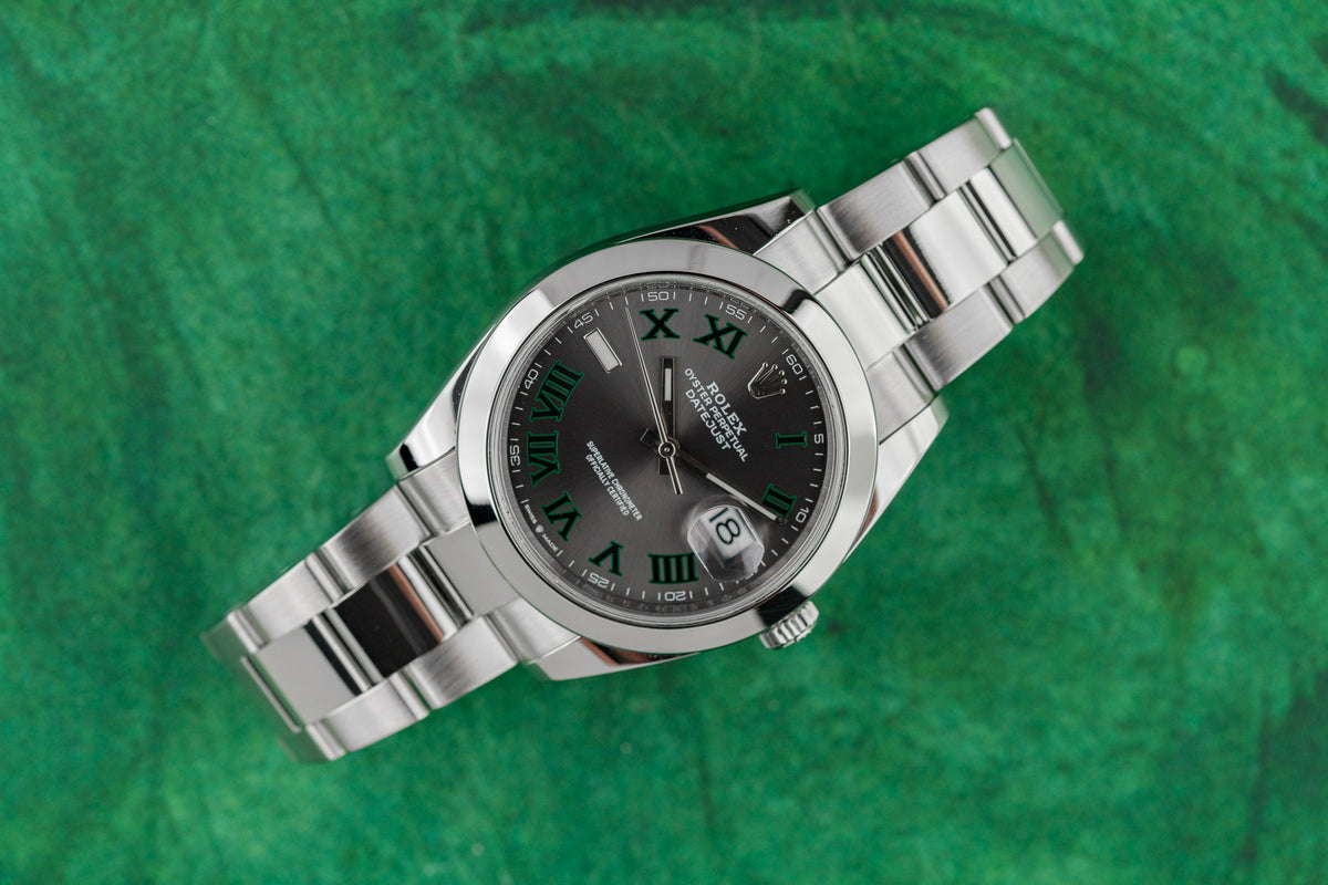 Rolex Datejust 41 126300 Wimbledon Dial Slate Green Roman Numerals Smooth Bezel - The Watch Business Sydney