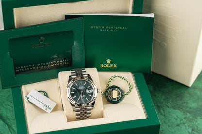 Rolex Datejust 41 126334 Green Motif Dial Jubilee Fluted 2023 - The Watch Business Sydney