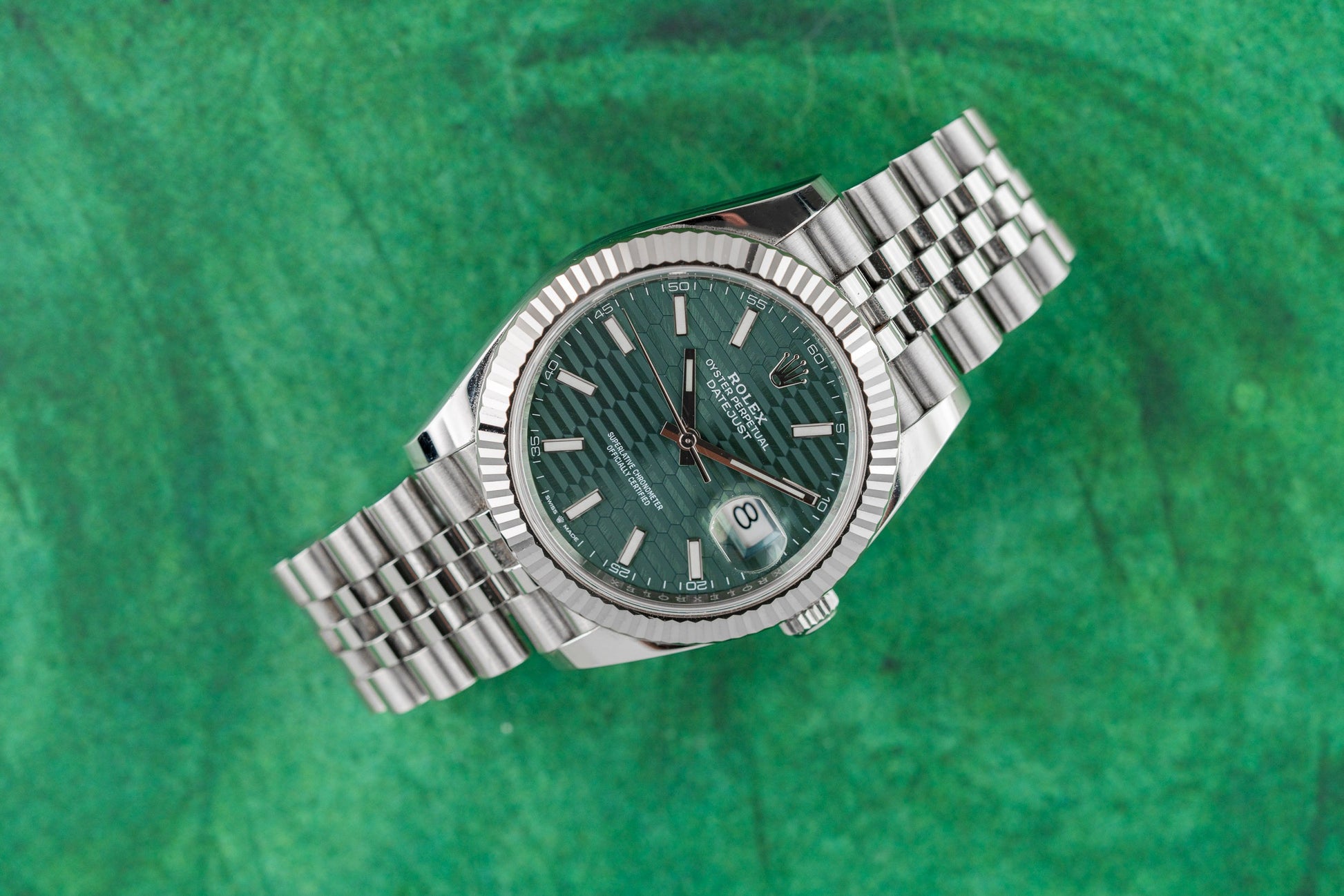 Rolex Datejust 41 126334 Rare Green Motif Dial Pattern - The Watch Business Sydney