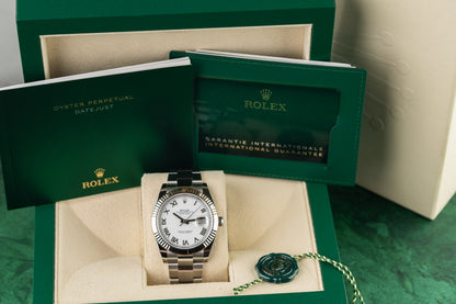 Rolex Datejust 41 126334 White Roman Dial Oyster Bracelet Full Set 2024 - The Watch Business Sydney