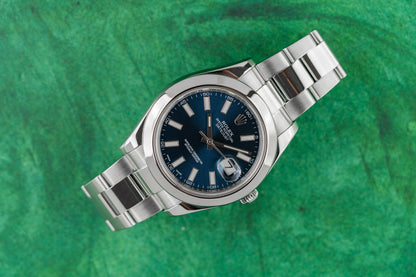 Rolex Datejust II 116300 Blue Dial Stainless Steel 2016 - The Watch Business Sydney