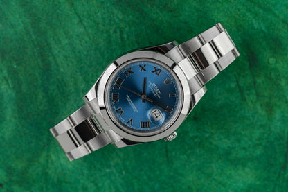 Rolex Datejust II 116300 Blue Roman Dial Stainless Steel 2014 - The Watch Business Sydney