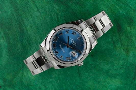 Rolex Datejust II 116300 Blue Roman Dial Stainless Steel 2014 - The Watch Business Sydney
