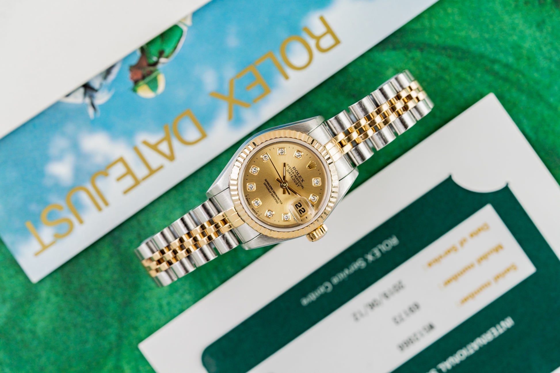 Rolex Lady-Datejust 26 Champagne Diamond Dial 69173 Two Tone Yellow Gold 1995