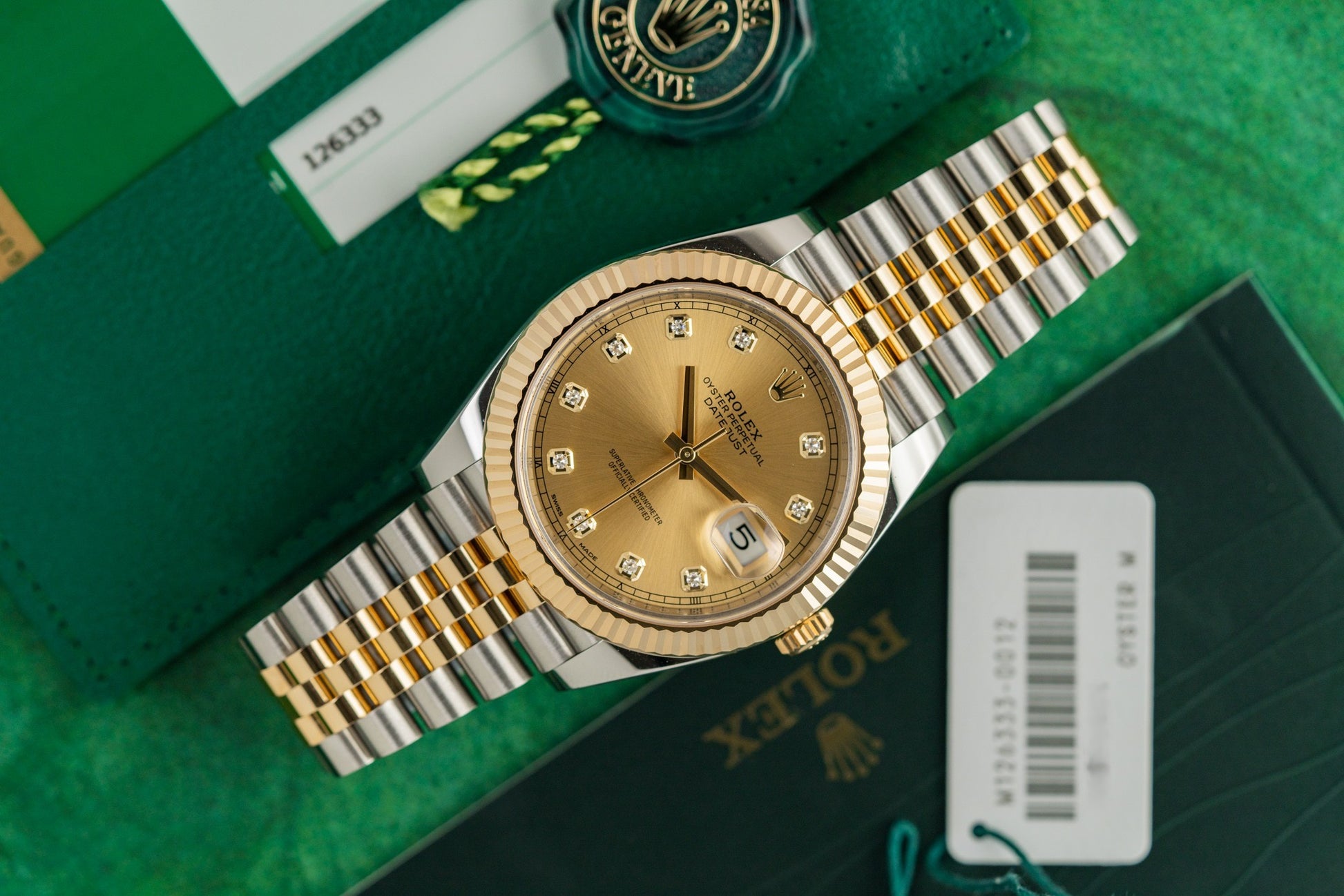 Rolex Datejust 41 Champagne Diamond Dial 126333 Two Tone Yellow Gold 2017
