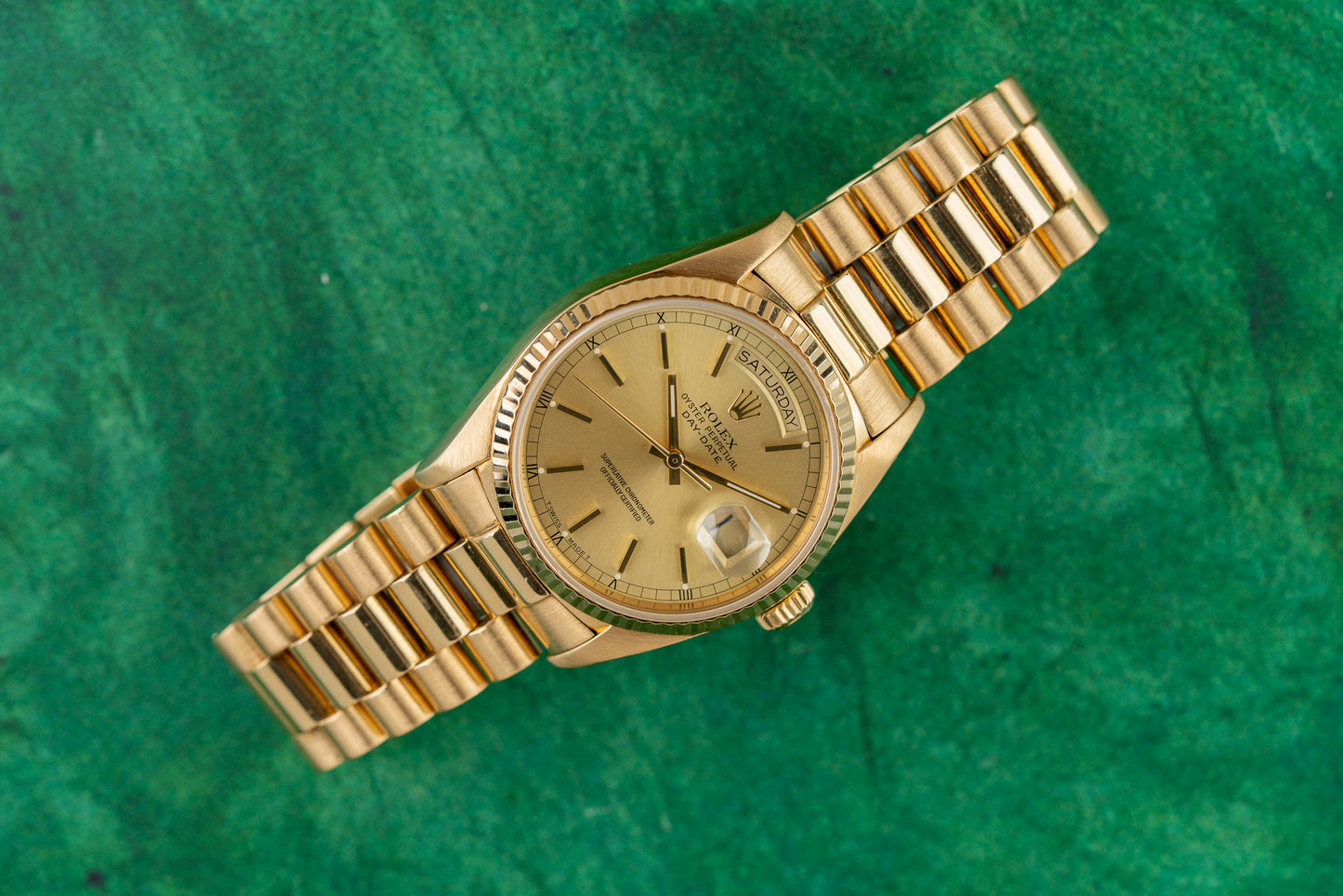 Rolex Day-Date 36 18038 Champagne Index Dial Applied Markers - The Watch Business Sydney