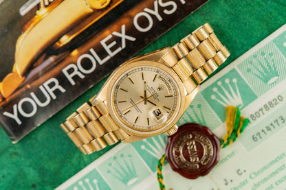 Rolex Day-Date 36 18078 Silver Dial Full Set Box Papers and Certificate 1981 - The Watch Business Sydney