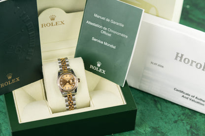 Rolex Lady-Datejust 26 179173 Champagne Diamond Dial Two Tone Yellow Gold - The Watch Business Sydney