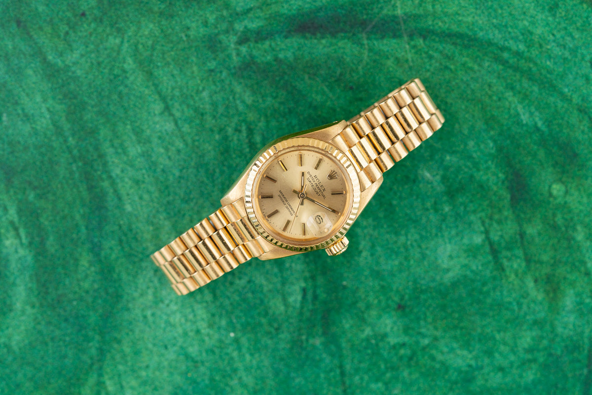 Rolex Lady-Datejust 26 6917 Champagne Dial 18k Yellow Gold President 1978 - The Watch Business Sydney