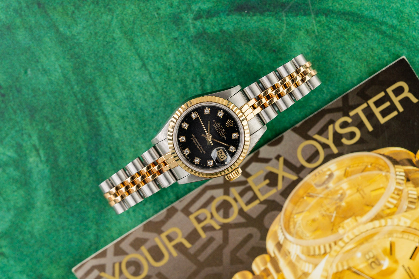 Rolex Lady-Datejust 26 69173 Black Diamond Dial Diamond Hour Markers - The Watch Business Sydney