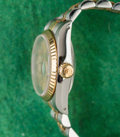 Rolex Lady-Datejust 26 69173 Champagne Dial Fluted Bezel Case - The Watch Business Sydney CBD