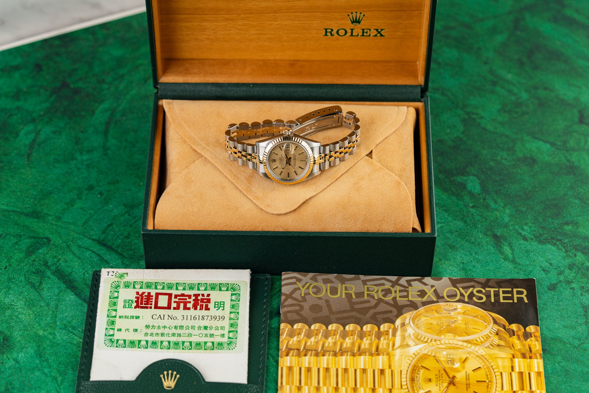 Rolex Lady-Datejust 26 69173 Champagne Tapestry Dial Jubilee Two Tone Bracelet - The Watch Business Sydney