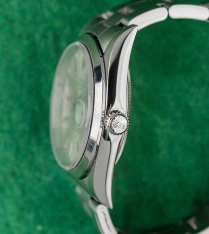 Rolex Oyster Perpetual Date 15200 Silver Dial Smooth Bezel Case - The Watch Business Sydney CBD