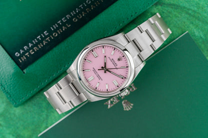 Rolex Oyster Perpetual 36 126000 Candy Pink Dial with Warranty Card - The Watch Business Sydney
