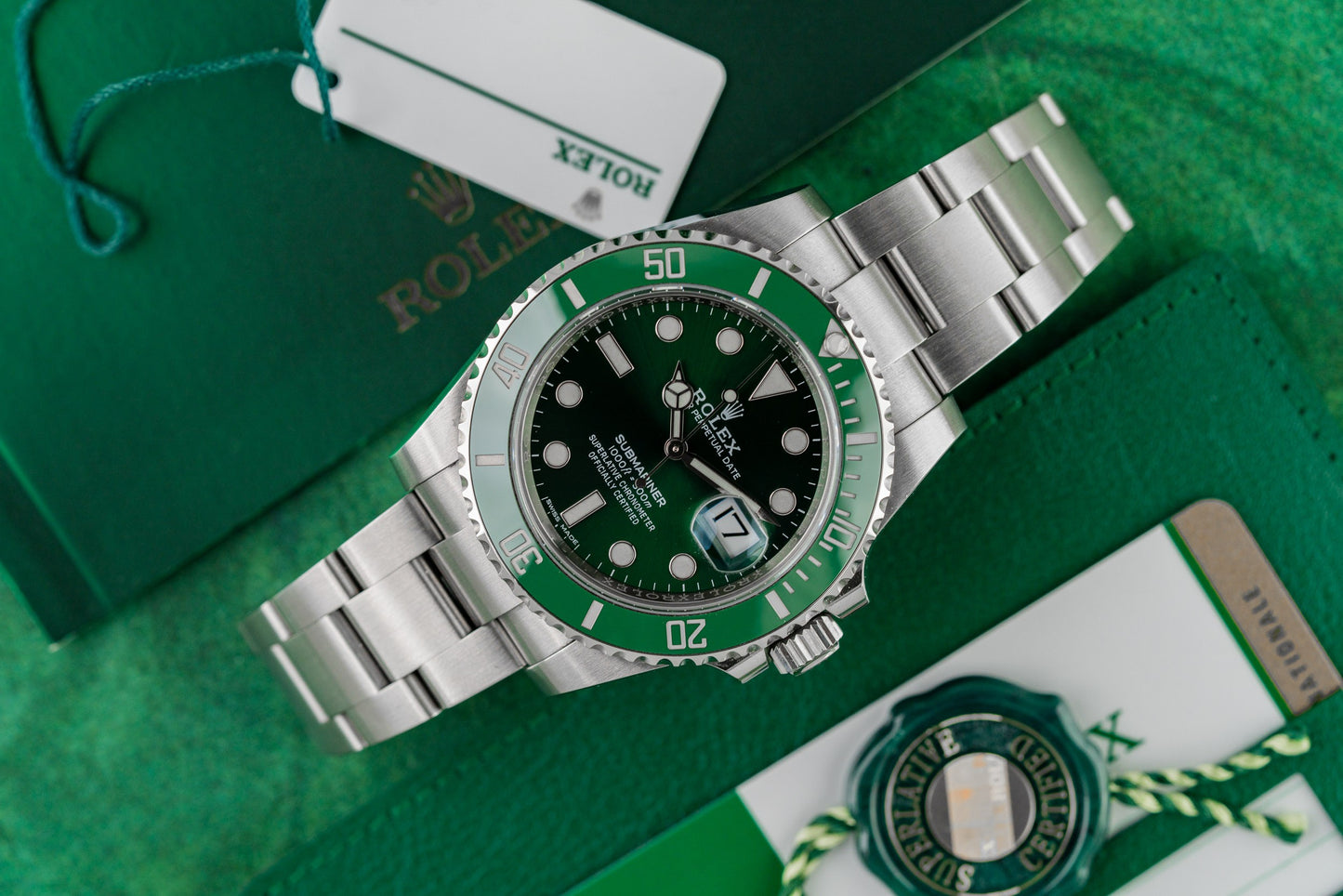 Rolex Submariner Date 116610LV Hulk Green Dial Green Cerachrom Bezel Hang Tags - The Watch Business Sydney