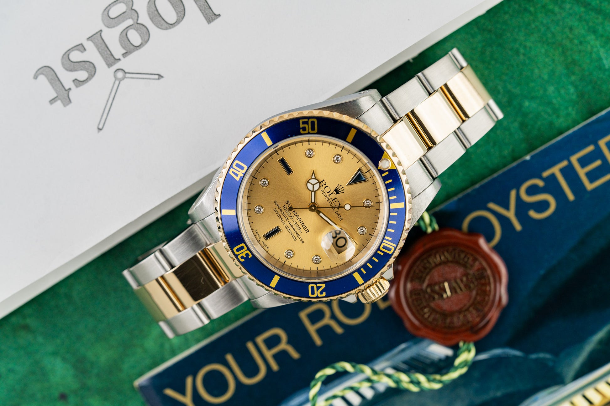 Rolex Submariner Date 16613 Champagne Serti Dial Box Booklet and Certificate 2001 - The Watch Business Sydney