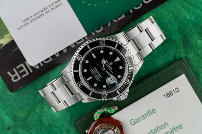 Rolex Submariner Date 16610 Black Dial Aluminium Bezel Insert - The Watch Business Sydney