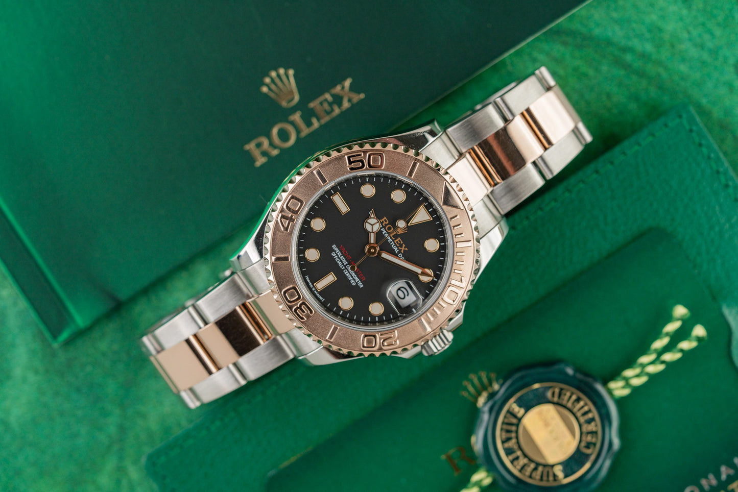 Rolex Yacht-Master 37 268621 Black Dial Oystersteel Everose Gold Case - The Watch Business Sydney CBD