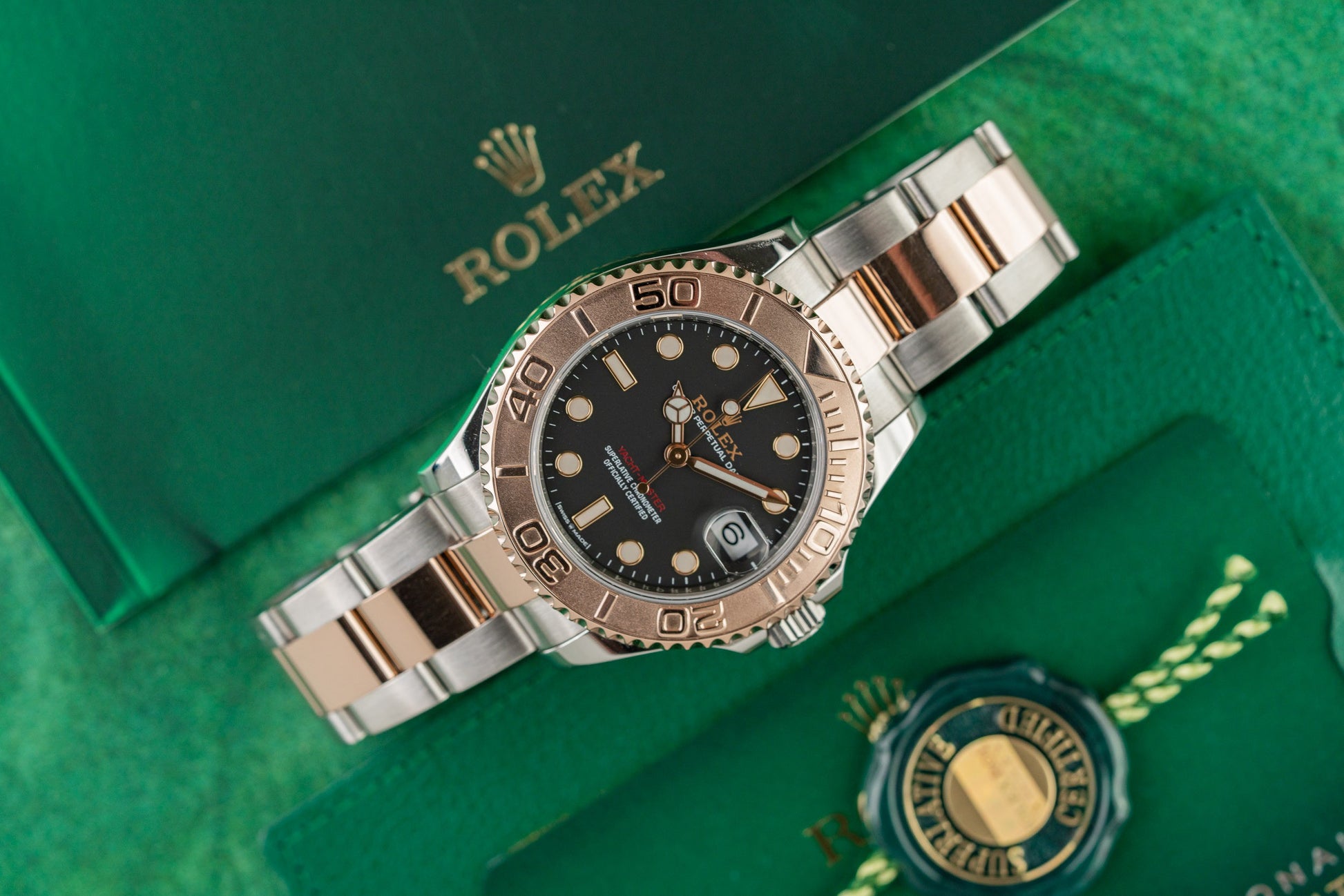 Rolex Yacht-Master 37 268621 Black Dial Oystersteel Everose Gold Case - The Watch Business Sydney CBD