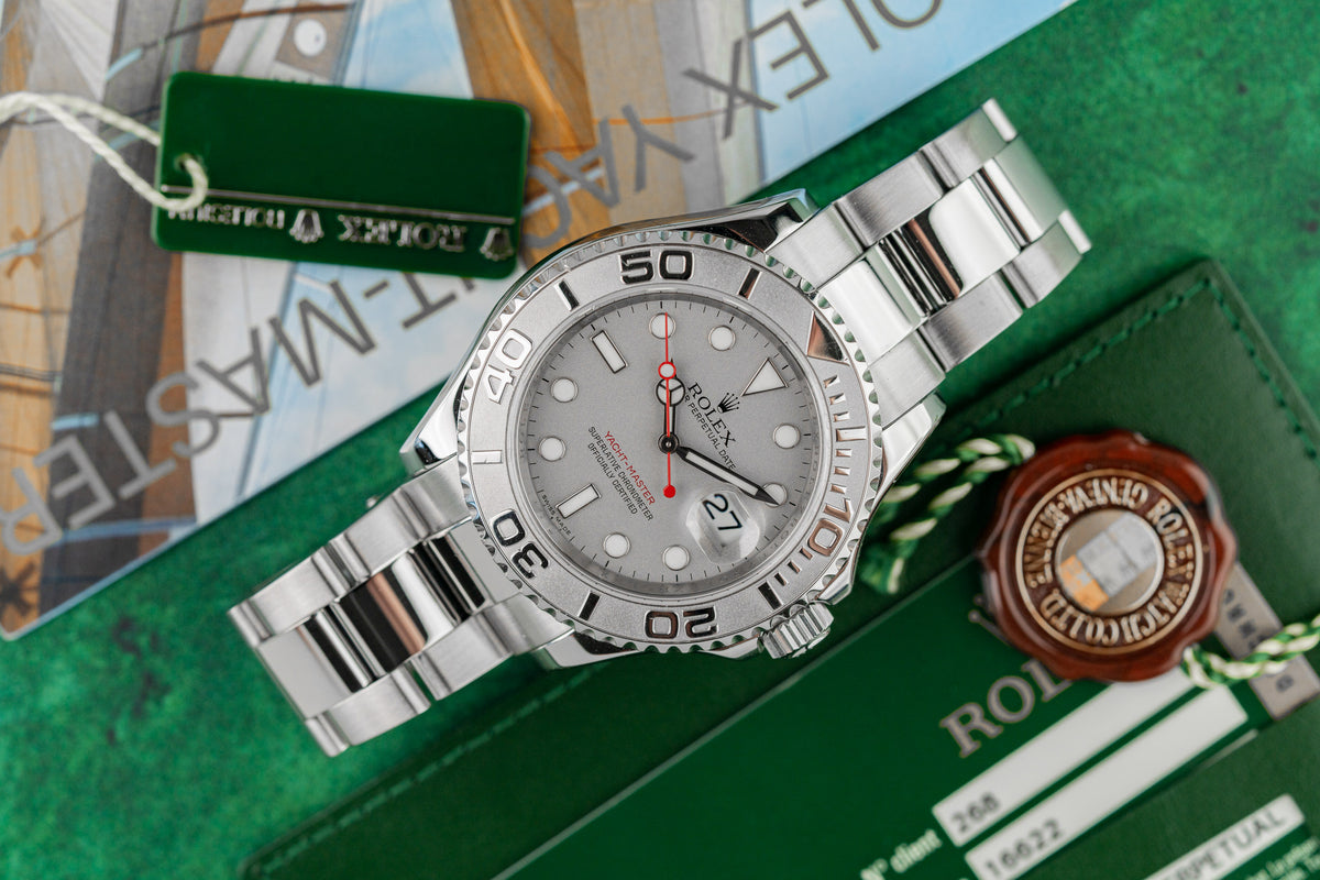Rolex Yacht-Master 40 16622 Rhodium Grey Dial with Warranty Card and Hang Tags - The Watch Business Sydney