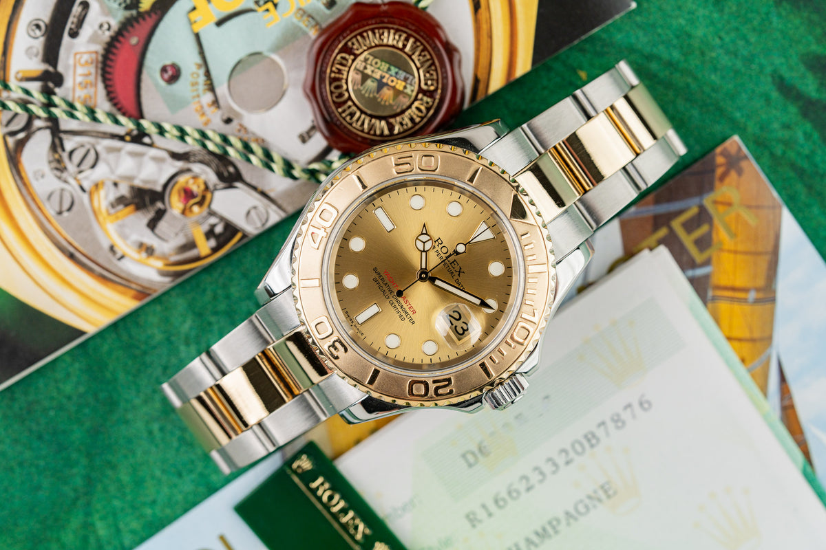 Rolex Yacht-Master 40 16623 Champagne Dial with Papers and Hang Tags - The Watch Business Sydney