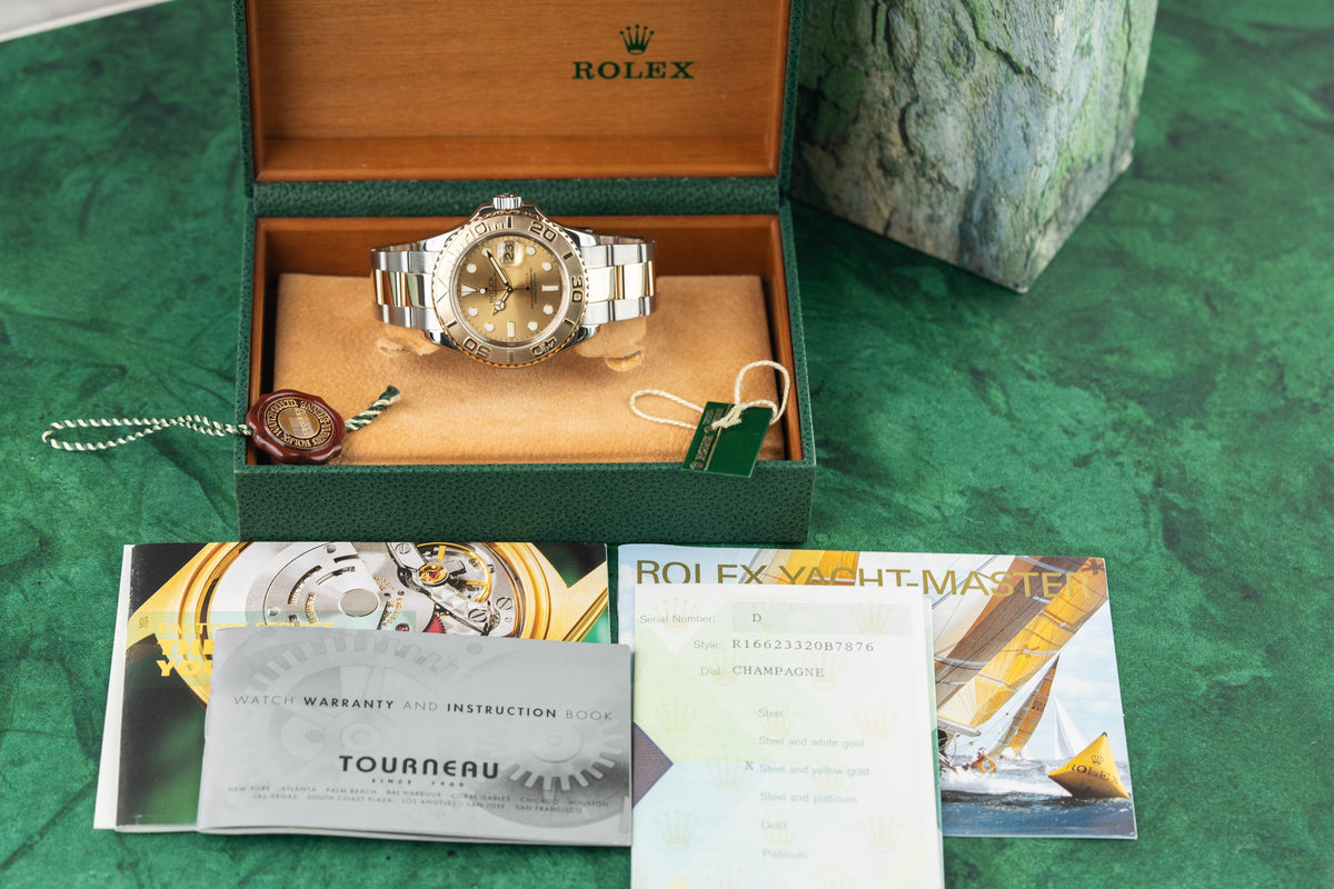 Rolex Yacht-Master 40 16623 Champagne Dial Box Papers and Tags 2005 - The Watch Business Sydney