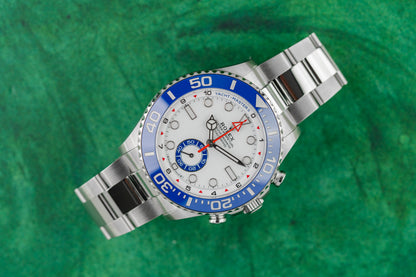 Rolex Yacht-Master II 126680 Matte White Dial Red Countdown Blue Cerachrom Bezel - The Watch Business Sydney