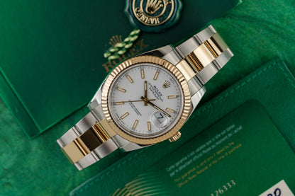 Rolex Datejust 41 White Index Dial 126333 Two Tone Yellow Gold 2020 Model