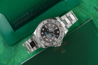 Rolex Yacht-Master 37 Grey Dial 268622 dial close-up - Pre-Owned Sydney