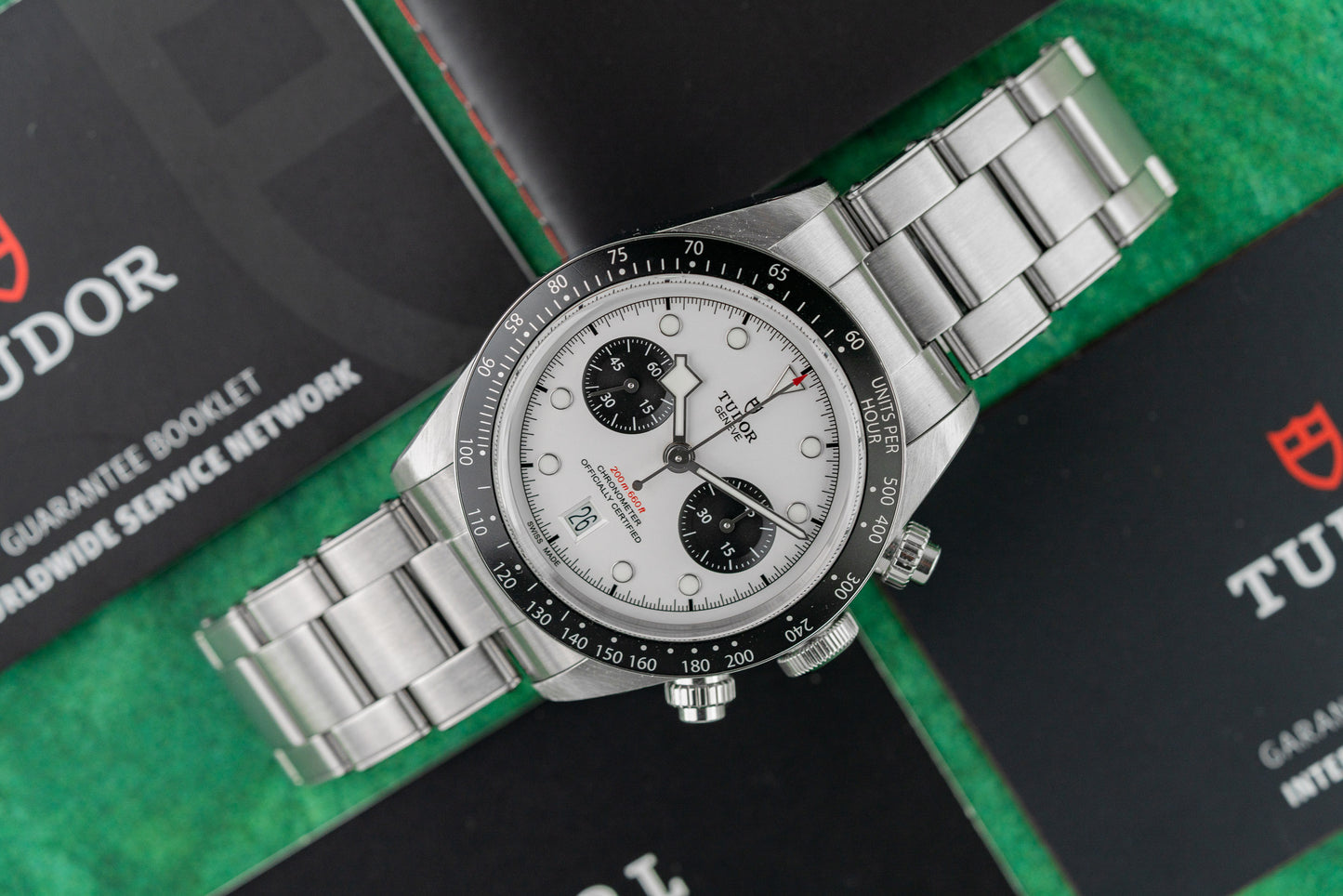 Tudor Black Bay Chrono 79360N Panda White Dial Tachymeter Bezel Case - The Watch Business Sydney CBD