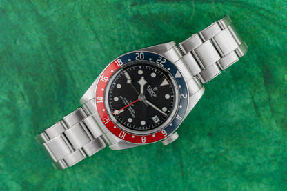 Tudor Black Bay GMT 79830RB Black Dial Burgundy Blue Pepsi Bezel - The Watch Business Sydney