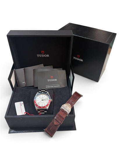 Tudor Black Bay GMT 79830RB Full Set Box Papers Leather Strap 2025 - The Watch Business Sydney