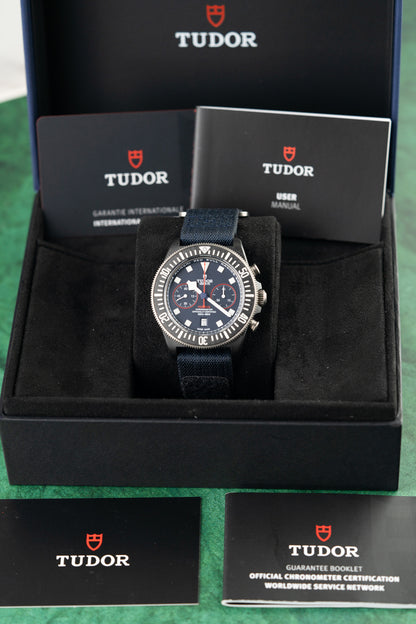 Tudor Pelagos FXD Chrono M25807KN-0001 Blue Dial Full Set Box Booklets and Warranty Card 2023 - The Watch Business Sydney