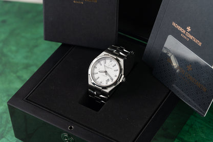 Vacheron Constantin Overseas 47040/B01A-9093 White Guilloche Dial Luminous Markers - The Watch Business Sydney