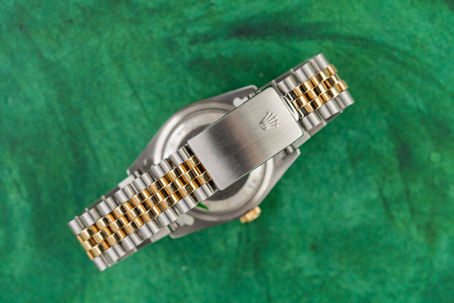 Rolex Datejust 36 Champagne Diamond Dial 16233 case and crown - The Watch Business
